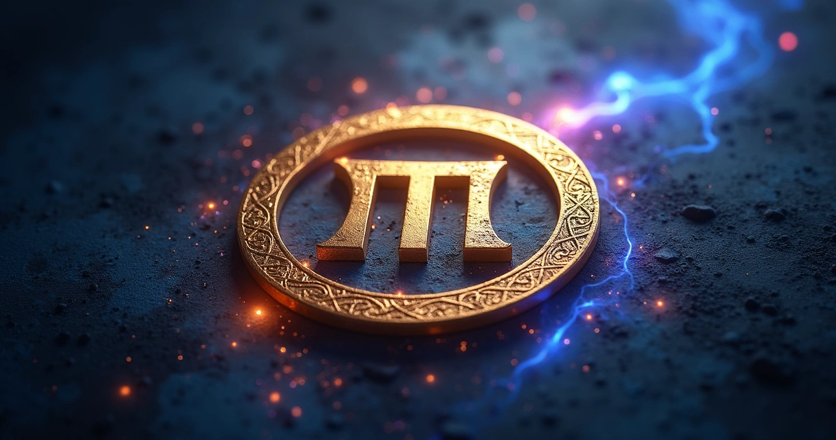 Símbolo do Tetragrammaton em ouro brilhante com fundo escuro e detalhes luminosos místicos ao redor