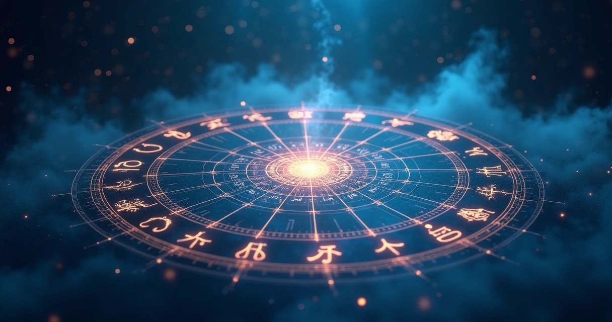 Mapa astrológico detalhado com linhas coloridas e símbolos zodiacais