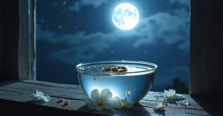 Banho de lua cheia para energizar alianças e joias