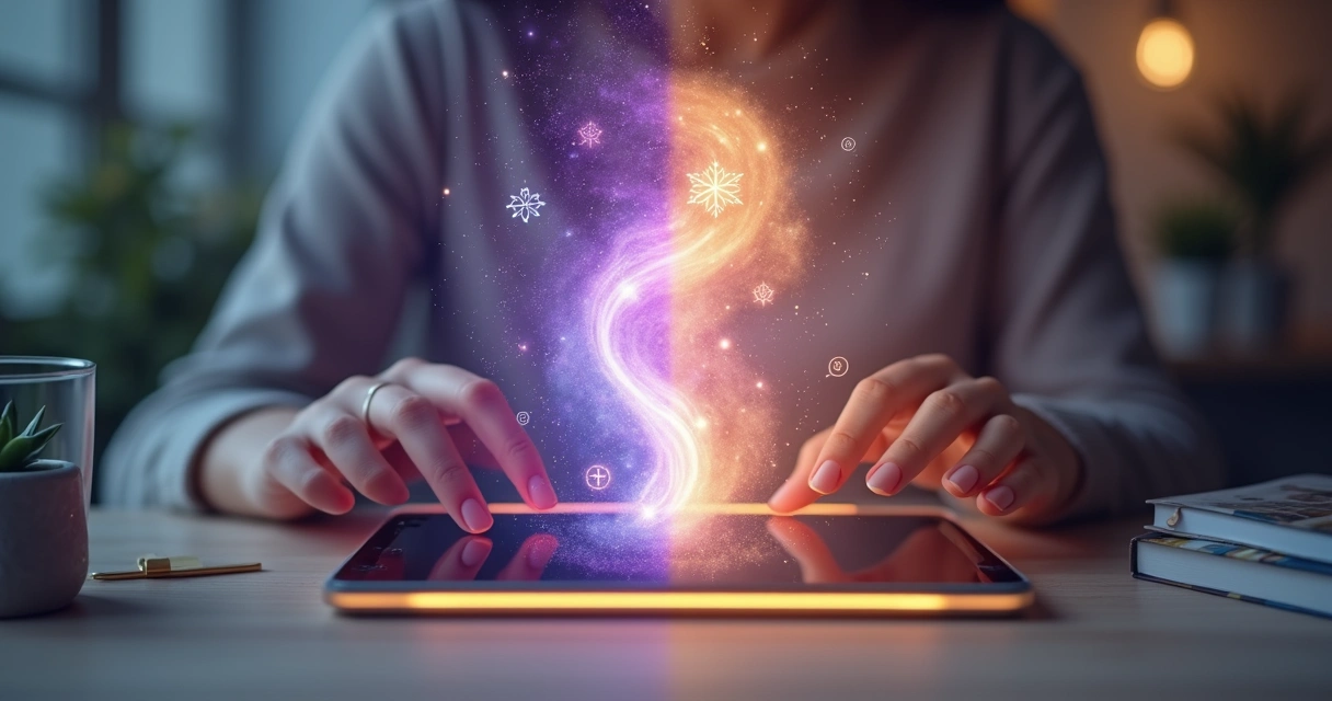 Colagem simbolizando conexão entre consulta espiritual online e energia mística